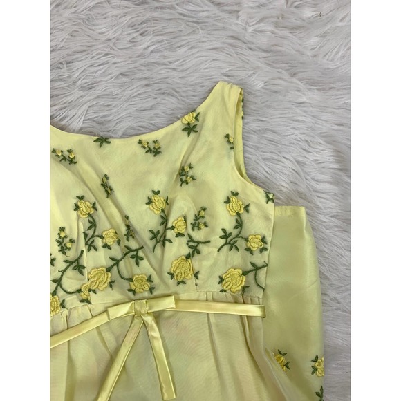 Vintage 50s 60s Bridgerton Jane Austen Regency Midcentury Maxi Yellow Dress ~XS - Picture 10 of 14